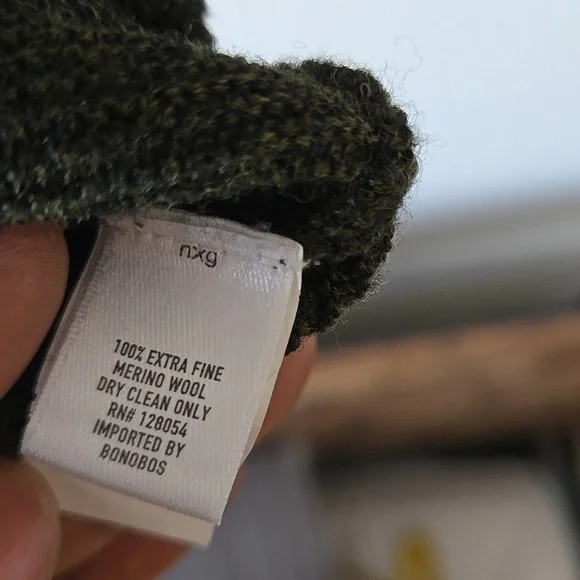 Bonobos Dark Green Academia 100% Extra Fine merino Wool sweater - Picture 6 of 7